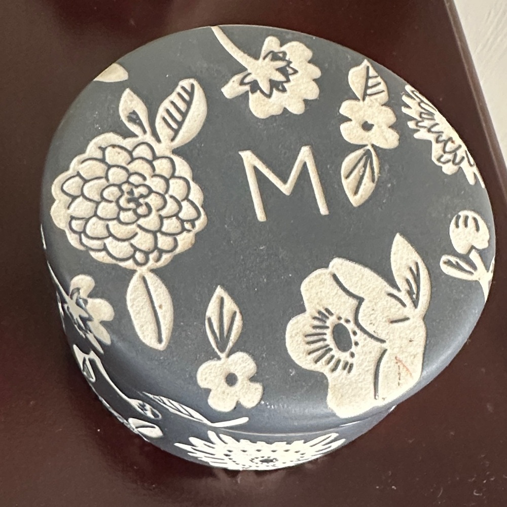 Anthropologie Black and Cream Floral Accent Box